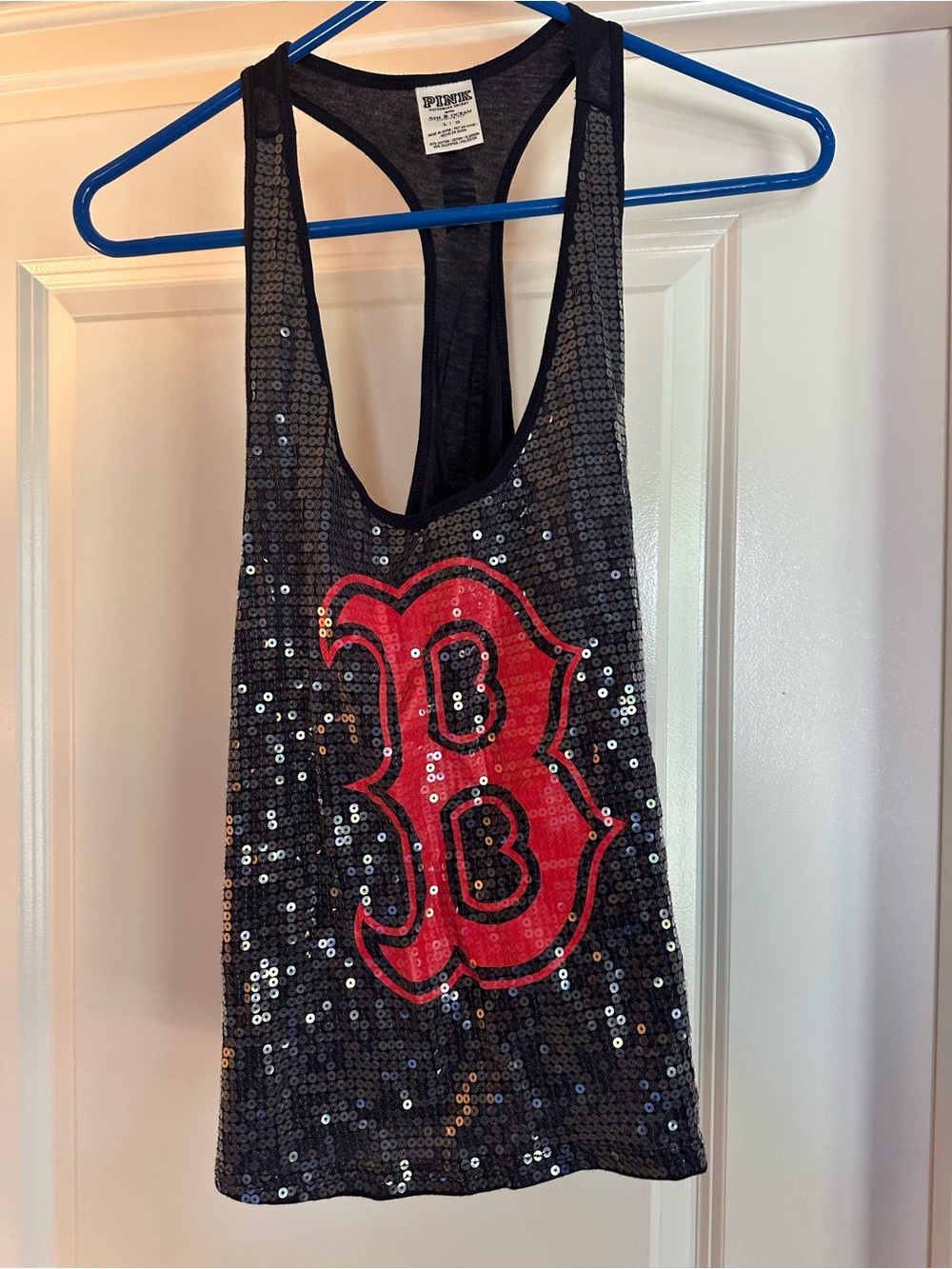 VS Pink Boston Red Sox Sequin Tank - Navy and Red
